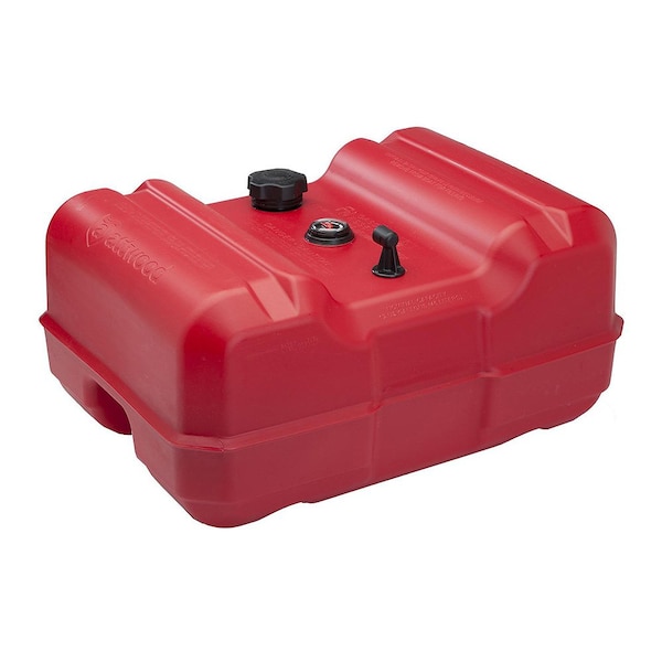Attwood Portable Fuel Tank, Polyethylene, 12 gal, Low Profile, With Gauge, EPA/CARB Compliant, Red, Gasoline 8812LLPG2 - main